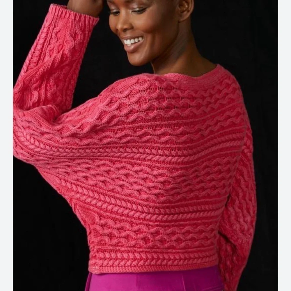 Anthropologie Pilcro Pink Fisherman Knit Sweater XS Petite